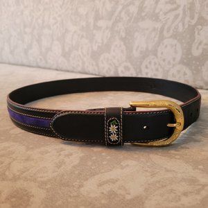 Vintage Swiss Folk Michel Jordi leather belt